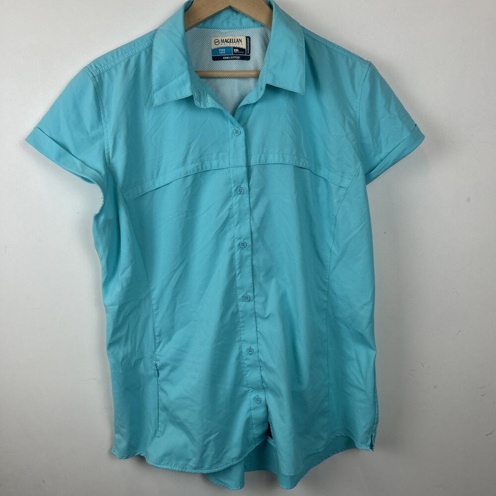 Magellan Blue Semi Fitted Fishing Shirt Women’s Size XXL